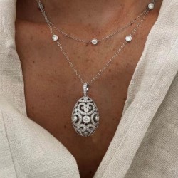 Collier Pendentif en Argent 925 Serti de Zircons
