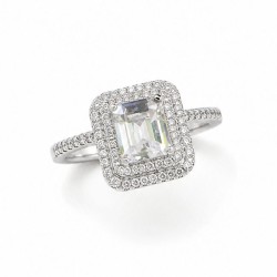 Bague Rectangulaire en Argent 925 Sertie de Zircons